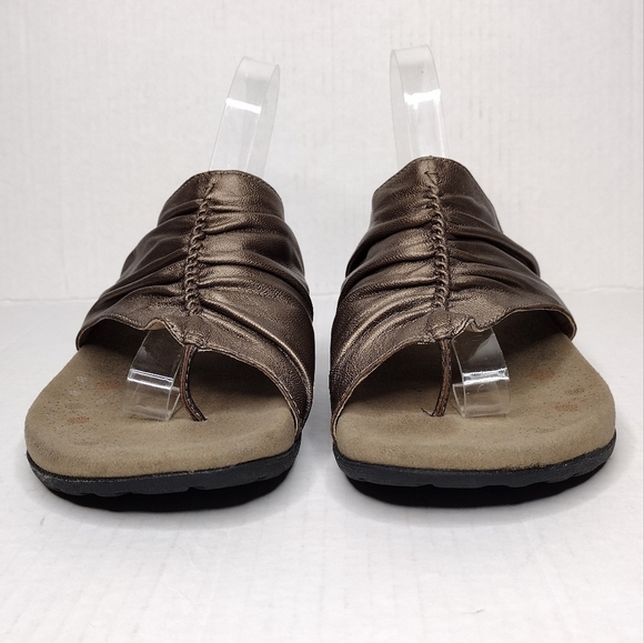 Taos Gift 2 Women's Cocoa Metallic Leather Ruched Braided Comfort Sandals Size12 - Picture 6 of 15